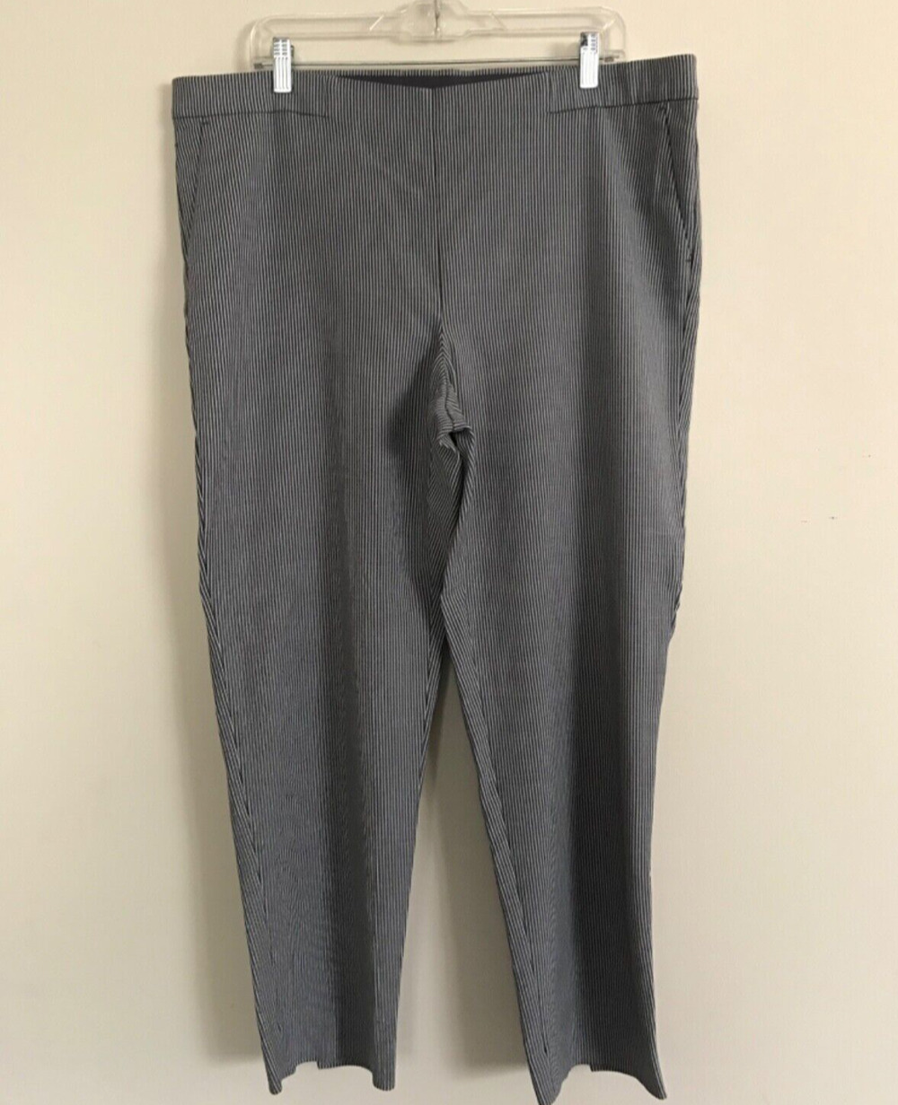 J. Jill Women's Sz 18 Essential Slim Ankle Striped Black Zinc Pull on Pants NWT